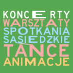 grafika z kolorowymi napisami i zielonym tłem