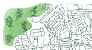 Grafika z mapą uliczek.