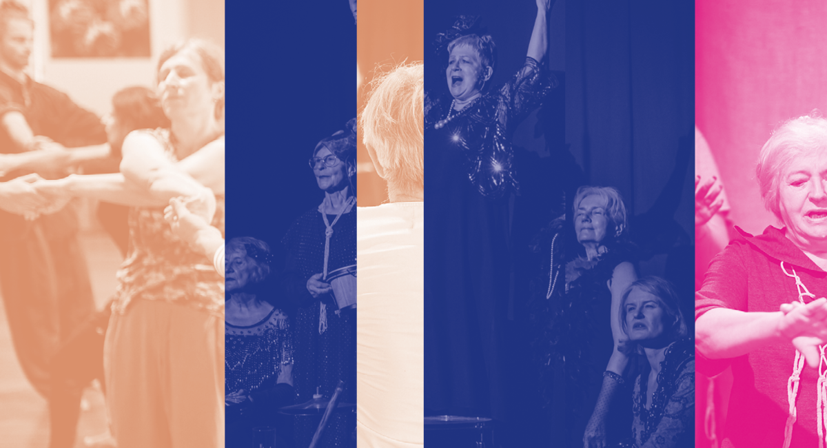 grafika tematyczna - kadry zdjęć zestawione w monochromatyczne paski w różnych kolorach