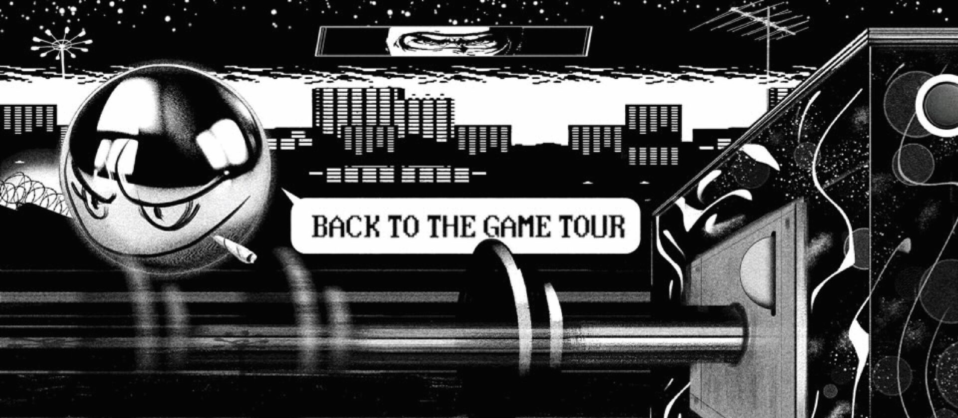 monochromatyczna grafika koncertowa w stylu vintage