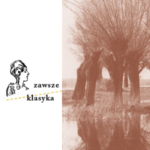 grafika ze zdjęciem wierzb w sepii i starodawnym rysunkiem kobiety