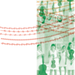 grafika ze zdjęciem kwartetu smyczkowego na zielono